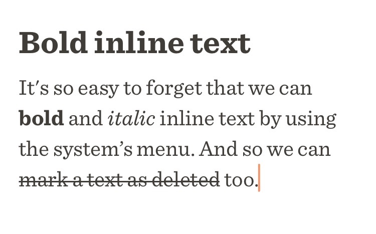 Bold, italic, strikethrough text in Paper app